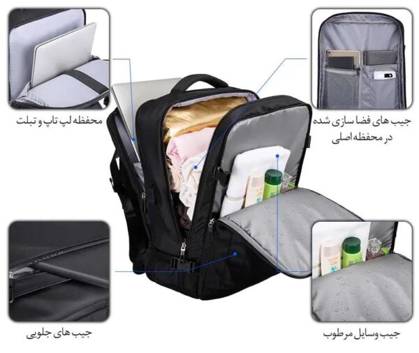 05_IMG_20250629_173404_653 کیف مسافرتی کوله پشتی لپ تاپ 15.6 اینچی بنج 1801