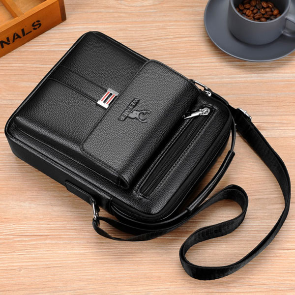 06_کیف-چرم-مردانه-مشکی کیف دوشی چرم مردانه ویسیر D244