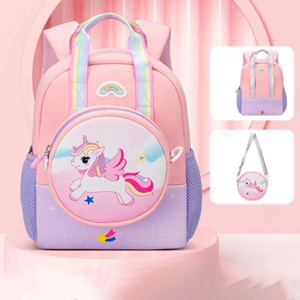 07_olang6112pink کوله پشتی بچه گانه با کیف دوشی جداشونده اولنگ 6112