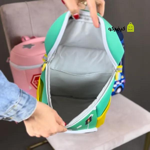 07_کیف-جادار-اولنگ-6105 کیف بچه گانه کوله پشتی ماشین پلیس اولنگ 6105