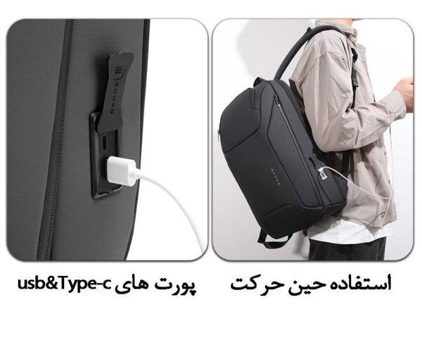 11_کوله-پشتی-مسافرتی-با-پورت-شارژ-USB-و-TYPE-C-بنج-مدل-7802 کیف کوله پشتی لپ تاپ 15.6 اینچ بنج 7802