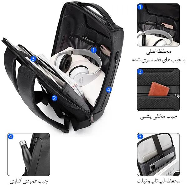12_IMG_20250709_154503_472 کیف کوله پشتی لپ تاپ ضد سرقت چرم بنج 6622