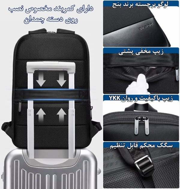 15_کیف-کوله-پشتی-لپ-تاپ-مسافرتی-ضدآب-ضد-خش-77115-بنج کیف کوله پشتی لپ تاپ 15.6 اینچی بنج 77115