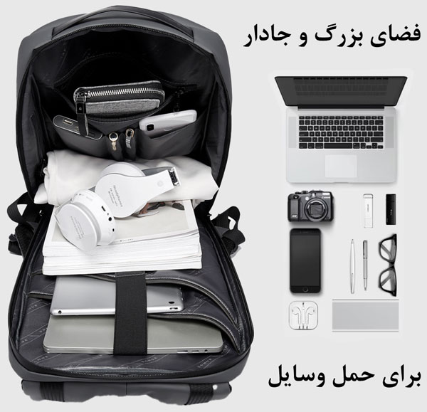 کیف و کوله پشتی لپ تاپ 15.6 ضد سرقت بنج 22188