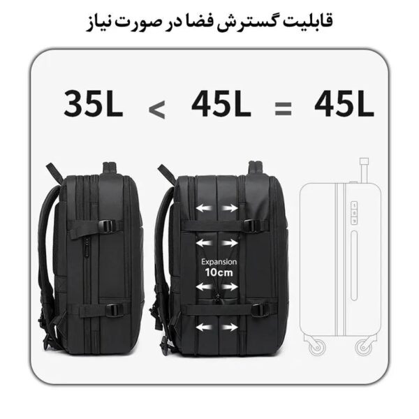 کیف مسافرتی 45L کوله پشتی لپ تاپ 17 اینچی بنج 1908D