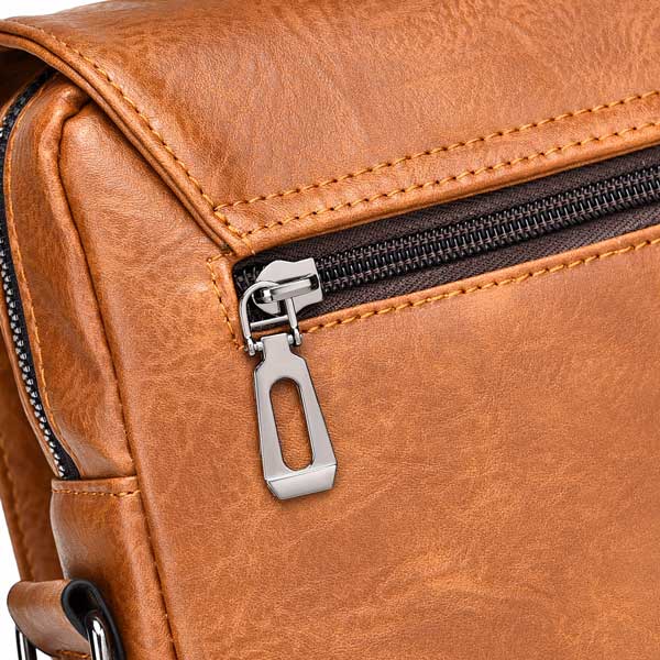 17_کیف-دوشی-چرم-مردانه-با-جیب-های-فلزی کیف دوشی مردانه چرم ویسیر D509