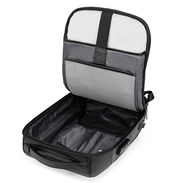 bange-6622-black-14 کیف کوله پشتی لپ تاپ ضد سرقت چرم بنج 6622