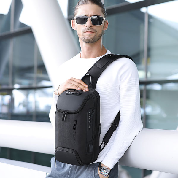 bange-7082-black-1 کیف کراس بادی قفل ضد سرقت دار بنج 7082