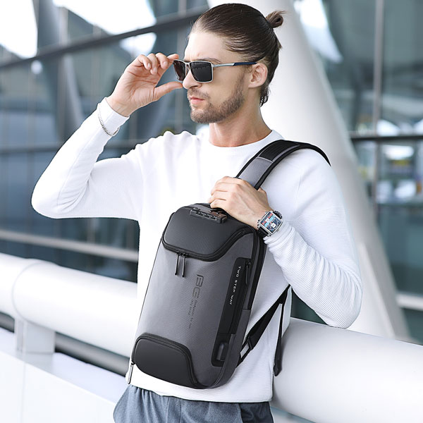 bange-7082-grey-2 کیف کراس بادی قفل ضد سرقت دار بنج 7082