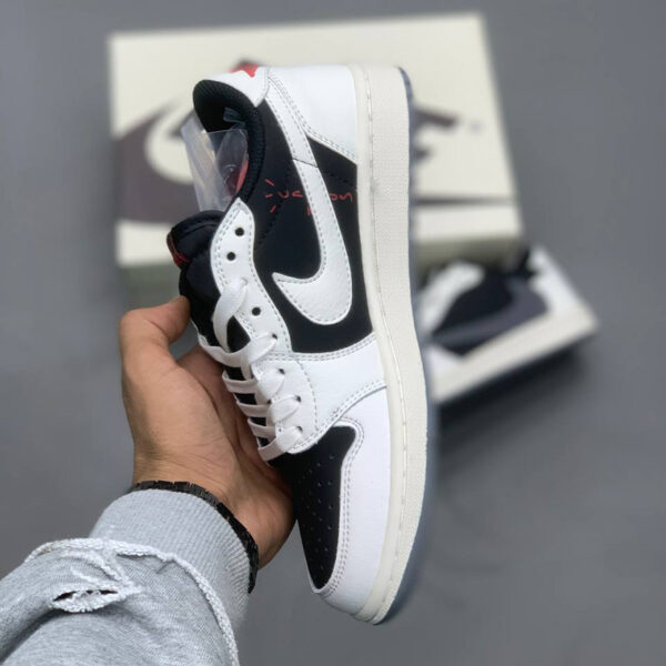 نایک ایر جردن وان لو مشکی سفید خاکستری Travis Scott x Air Jordan 1 Retro Low OG