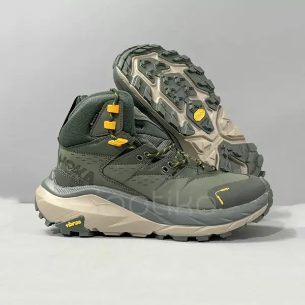12467513 کفش کوهنوردی هوکا گورتکس Hoka Kaha 2 High GTX سبز زیتونی / زرد