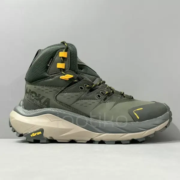 12467515 کفش کوهنوردی هوکا گورتکس Hoka Kaha 2 High GTX سبز زیتونی / زرد