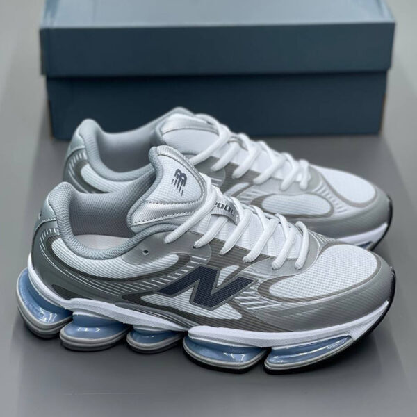 کفش نیوبالانس سفید طوسی آبی New Balance Abzorb 2000 White Grey Blue