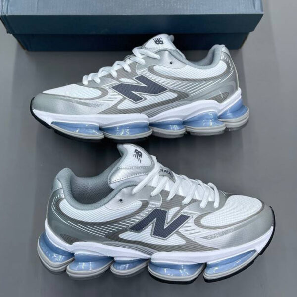 کفش نیوبالانس سفید طوسی آبی New Balance Abzorb 2000 White Grey Blue