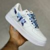بتینگ ایپ بیپ استا سفید چریکی آبی A Bathing Ape Bape Sta Low White ABC Camo Blue