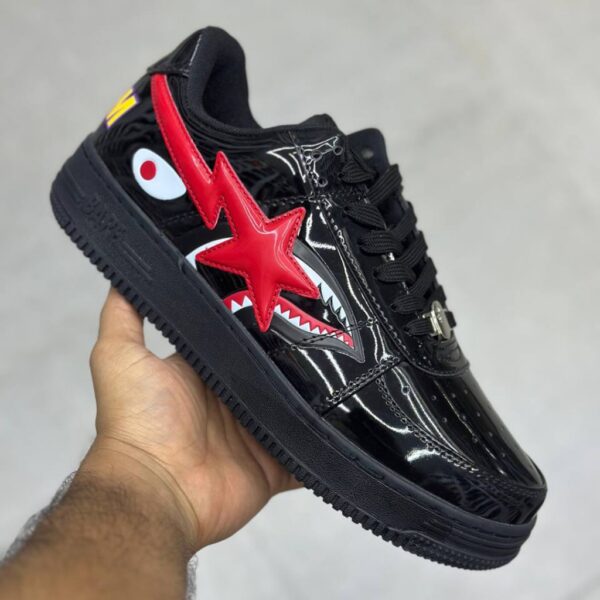 13201371 بتینگ ایپ بیپ استا شارک مشکی قرمز A Bathing Ape Bape Sta Low Shark Black
