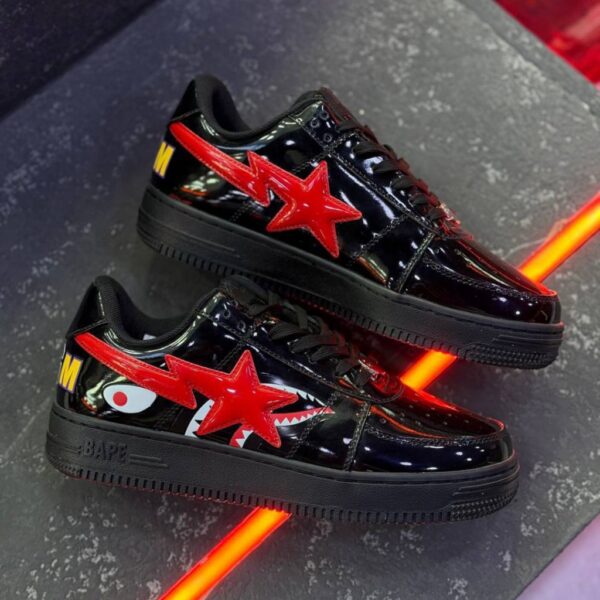 13201373 بتینگ ایپ بیپ استا شارک مشکی قرمز A Bathing Ape Bape Sta Low Shark Black