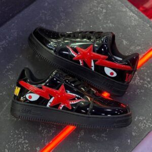 13201374 بتینگ ایپ بیپ استا شارک مشکی قرمز A Bathing Ape Bape Sta Low Shark Black