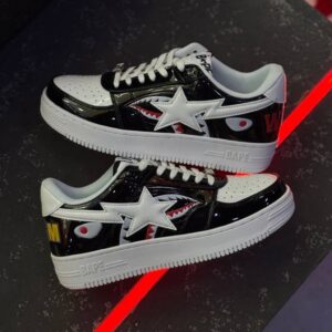 بتینگ ایپ بیپ استا شارک مشکی سفید A Bathing Ape Bape Sta Low Color Block Shark Black