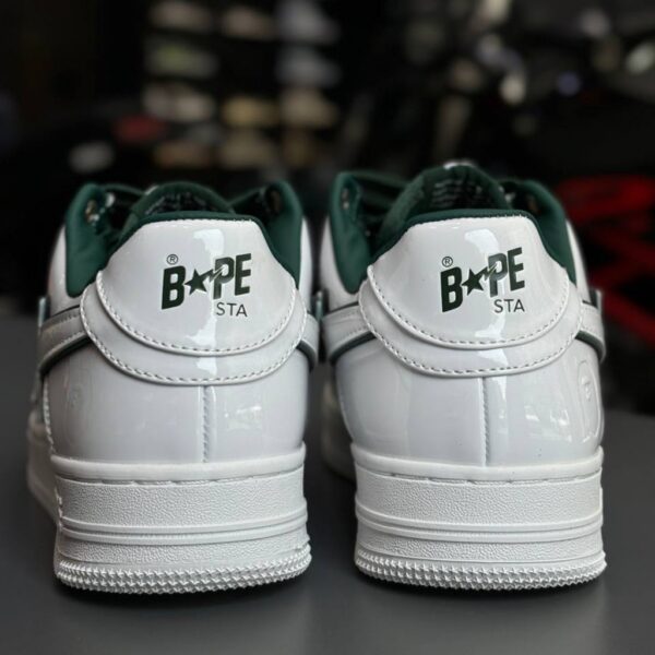 بتینگ ایپ بیپ استا چرم براق سفید سبز تیره A Bathing Ape Bape Sta Patent Leather White Green