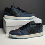 جردن وان لو مشکی ابسیدین پوست ماری Jordan 1 Low SE Black Dark Obsidian Snakeskin