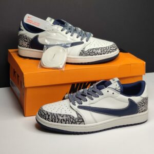 نایک ایر جردن وان لو دیور سفید سرمه‌ای طوسی Nike Air Jordan 1 Low Dior White Navy Gray