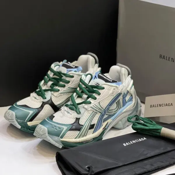 13571242 بالنسیاگا رانر سفید سبز آبی Balenciaga Runner White Green Blue