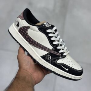 نایک ایر جردن وان لو نورث فیس سفید مشکی قهوه‌ای Nike Air Jordan 1 Low North Face White Black Brown
