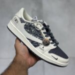 نایک ایر جردن وان لو بالنسیاگا پاریس کرم طوسی تیره Nike Air Jordan 1 Low Balenciaga Paris Dark Grey Cream