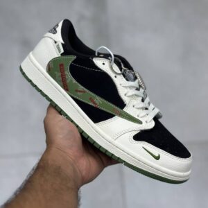 نایک ایر جردن وان لو سوپریم بالنسیاگا مشکی سبز کرم Nike Air Jordan One 1 Supreme Balenciaga Black Green Cream