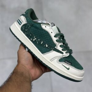 نایک ایر جردن وان لو سوپریم گوچی سبز تیره و کرم Nike Air Jordan 1 Low Supreme Gucci Dark Green and Cream