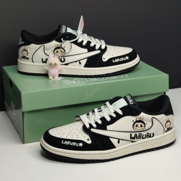 جردن وان لو لبوبو کرم مشکی Jordan 1 Low Labubu Cream Black