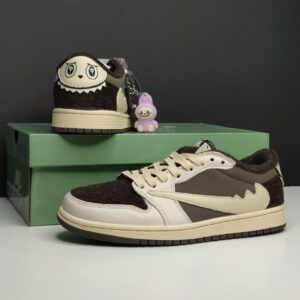 13845712 جردن وان لو لبوبو کرم موکا Jordan 1 Low Labubu Cream Mocha