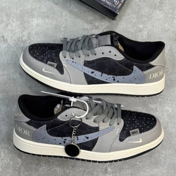 14060055 نایک ایر جردن وان لو دیور خاکستری Nike Air Jordan 1 Low Dior Grey Black
