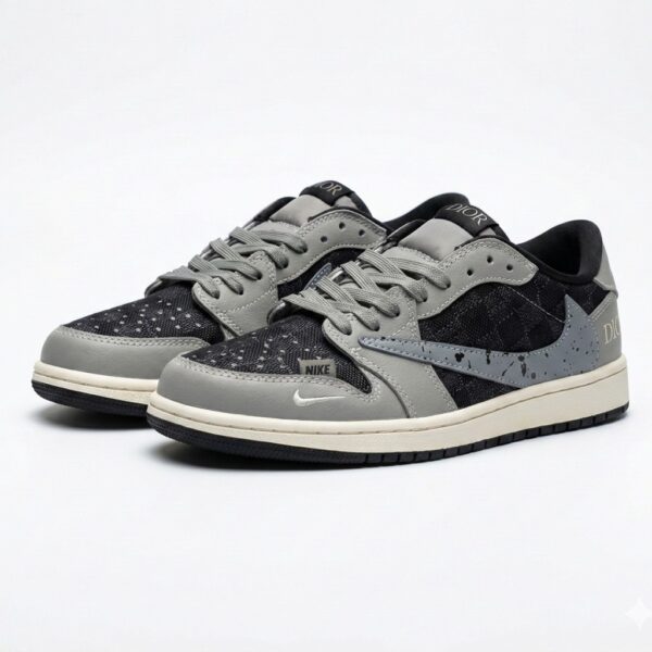 14060056 نایک ایر جردن وان لو دیور خاکستری Nike Air Jordan 1 Low Dior Grey Black