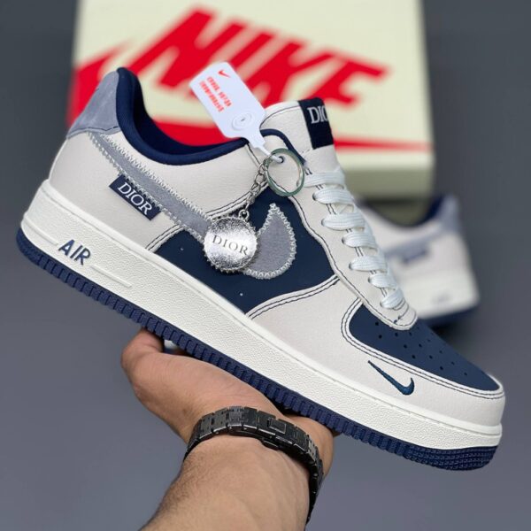 نایک ایرفورس وان دیور سرمه‌ای سفید استخوانی Nike Air Force 1 Dior Sail Navy
