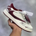 نایک ایر جردن وان لو استاسی کرم زرشکی Nike Air Jordan 1 Low Stussy Cream Burgundy