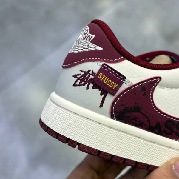 18328384 نایک ایر جردن وان لو استاسی کرم زرشکی Nike Air Jordan 1 Low Stussy Cream Burgundy