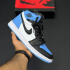 کفش نایک ایر جردن وان رترو ساقدار مشکی آبی Nike Air Jordan 1 Retro High Black Blue
