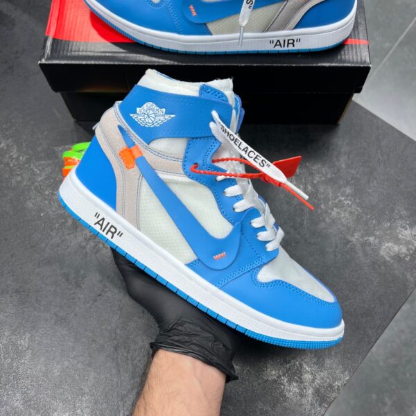 6f8c3ce2-550f-494f-af8b-5167a6ac6555 کفش نایک ایر جردن وان ساقدار آف وایت یونیورسیتی Nike Air Jordan 1 High Off-White University Blue