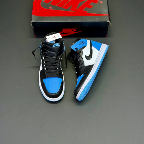 کفش نایک ایر جردن وان رترو ساقدار مشکی آبی Nike Air Jordan 1 Retro High Black Blue