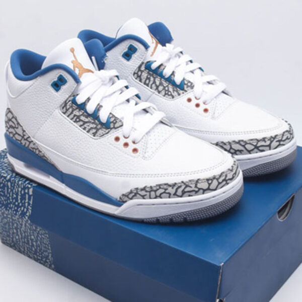 نایک جردن 3 رترو وزردز Jordan 3 Retro Wizards سفید آبی