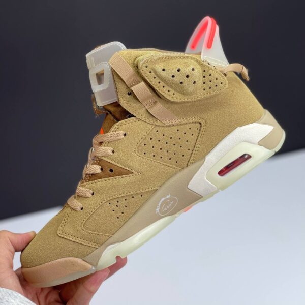 کفش نایک ایر جردن 6 تراویس اسکات بریتیش خاکی Nike Air Jordan 6 Travis Scott British Khaki
