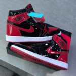 کفش نایک ایر جردن وان ساقدار ورنی مشکی قرمز ( مستر کوالتی ) Nike Air Jordan 1 High Patent Bred