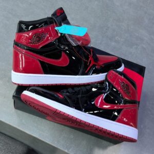 کفش نایک ایر جردن وان ساقدار ورنی مشکی قرمز ( مستر کوالتی ) Nike Air Jordan 1 High Patent Bred