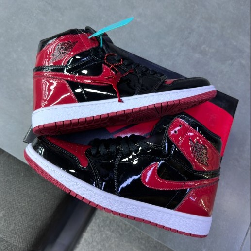 کفش نایک ایر جردن وان ساقدار ورنی مشکی قرمز ( مستر کوالتی ) Nike Air Jordan 1 High Patent Bred