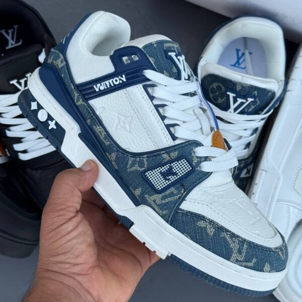 IMG_2143 کفش لویی ویتون ترینر سوپر مستر سفید آبی Louis Vuitton Trainer Super Master White Blue