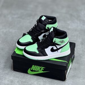 کفش نایک ایر جردن وان ساقدار مشکی سبز Nike Air Jordan 1 High Black Green