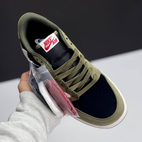 کفش نایک ایر جردن وان لو تراویس اسکات بلک الیو Nike Air Jordan 1 Low Travis Scott Black Olive