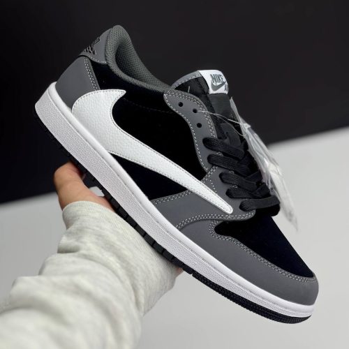 IMG_4197-500x500-1 کفش نایک ایر جردن وان لو تراویس اسکات مشکی طوسی چرمی Nike Air Jordan 1 Low Travis Scott Black Grey Leather
